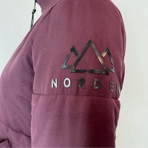NORDEN PROJECT reversible puffer jacket burgundy black sustainable recycled - Picture 3 of 16